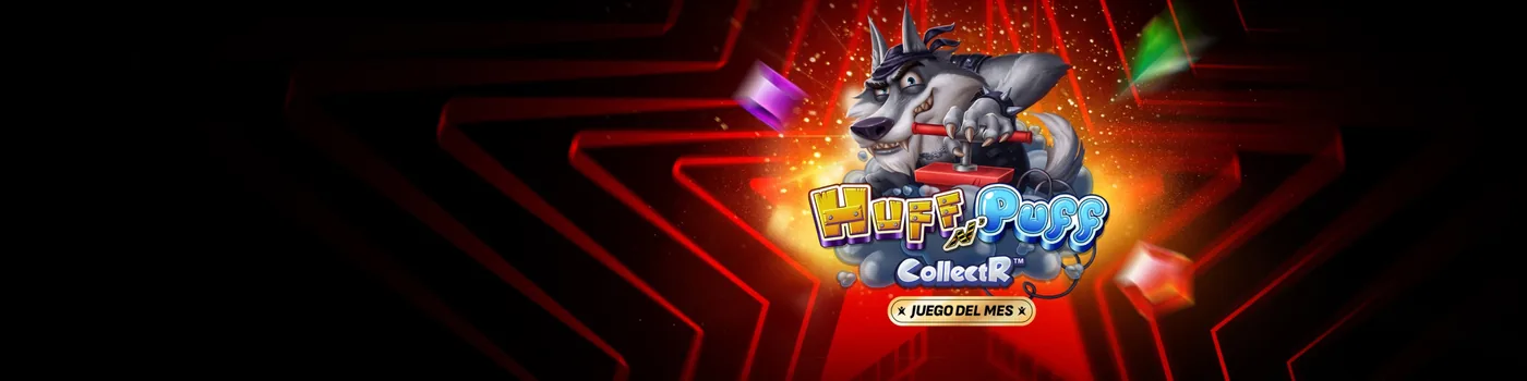 Banner del juego del mes con el personaje de una tragamoneda de lobos