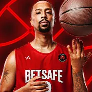 Ficha de básquetbol con un jugador sosteniendo un balón