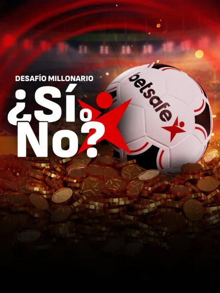 Pieza del desafío millonario con un balón de la marca sobre un montón de monedas.
